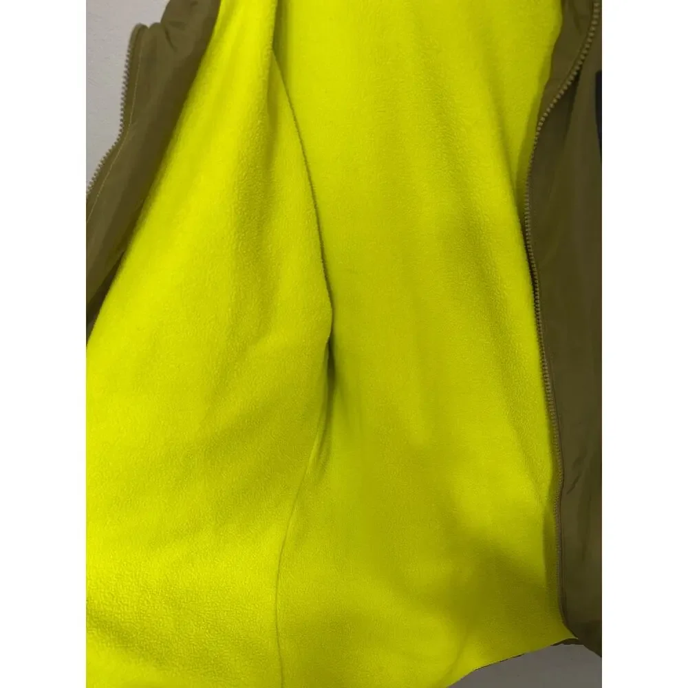 Adidas Primeblue Running Jacket Women’s M Olive Green Neon Yellow Hooded FullZip